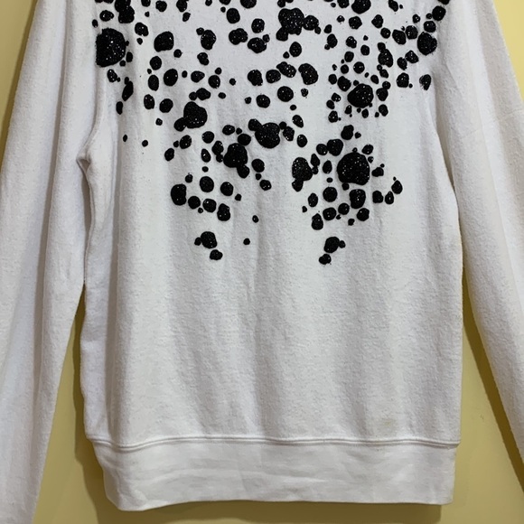 Wildfox | White Black Dalmatian Glitter 3D Spotted Jumper Long Sleeve Sweater XS - Picture 5 of 16